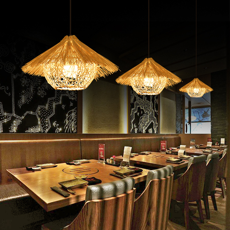 Straw Hat Chandelier Southeast Asia Rattan Creative