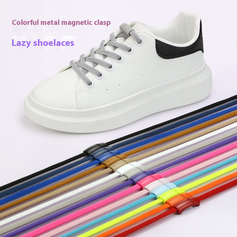 Colored Metal Magnetic Buckle Lazy Shoelaces