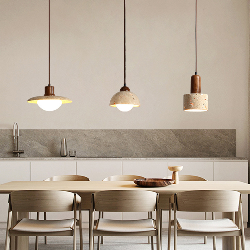 Yellow Cave Stone Wabi Sabi Style Bedside Pendant Light