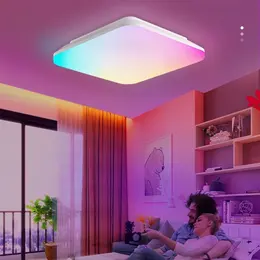 RGBCW Full Color Ceiling Light Square Intelligent Remote Control Panel Light 24W Intelligent Dimming