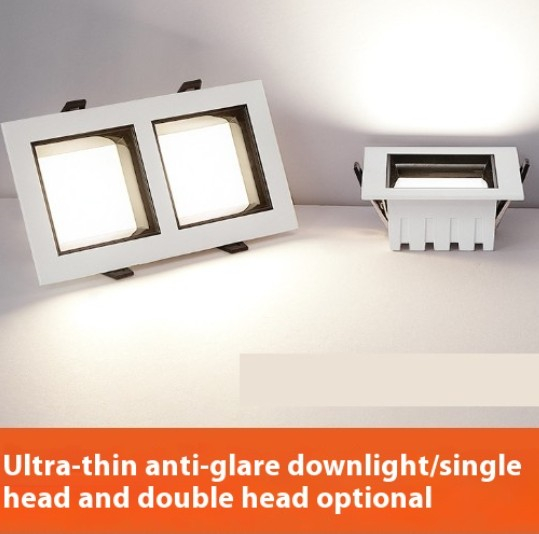 LED Single Reservoir Double Reservoirs Downlight Embedded Ceiling Grid Grille Lamp Ultra-thin Square Downlight Lamp