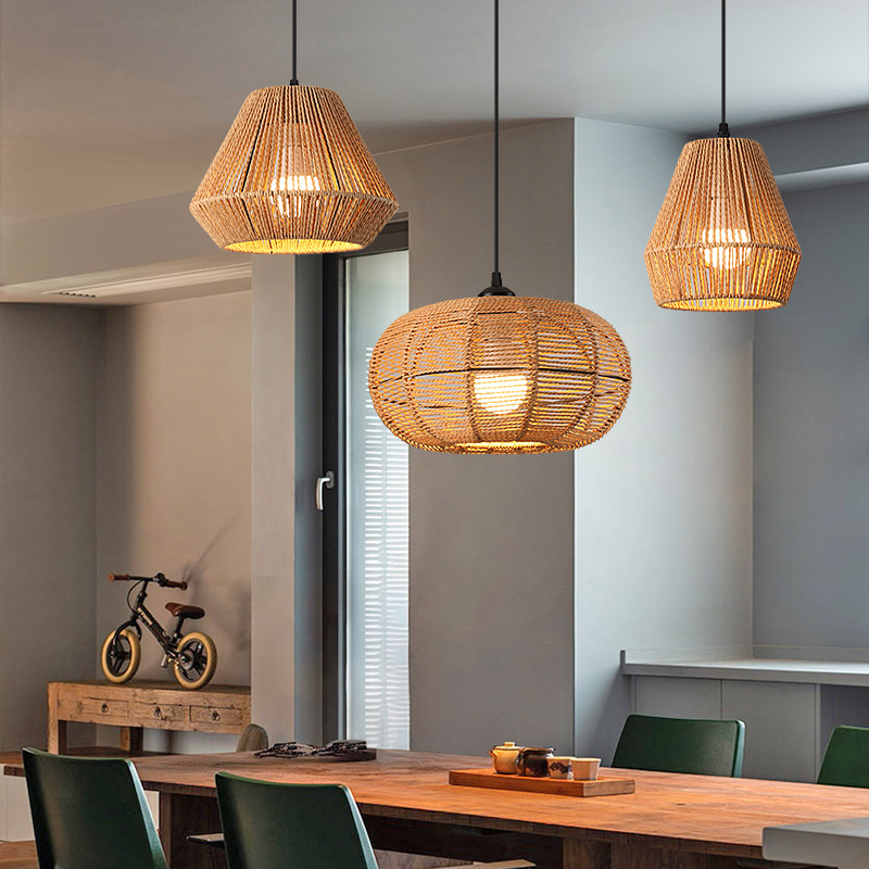 New Chinese Style Creative Woven Rattan Chandelier