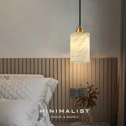 Simple And Natural Marble Copper Long Wire Chandelier