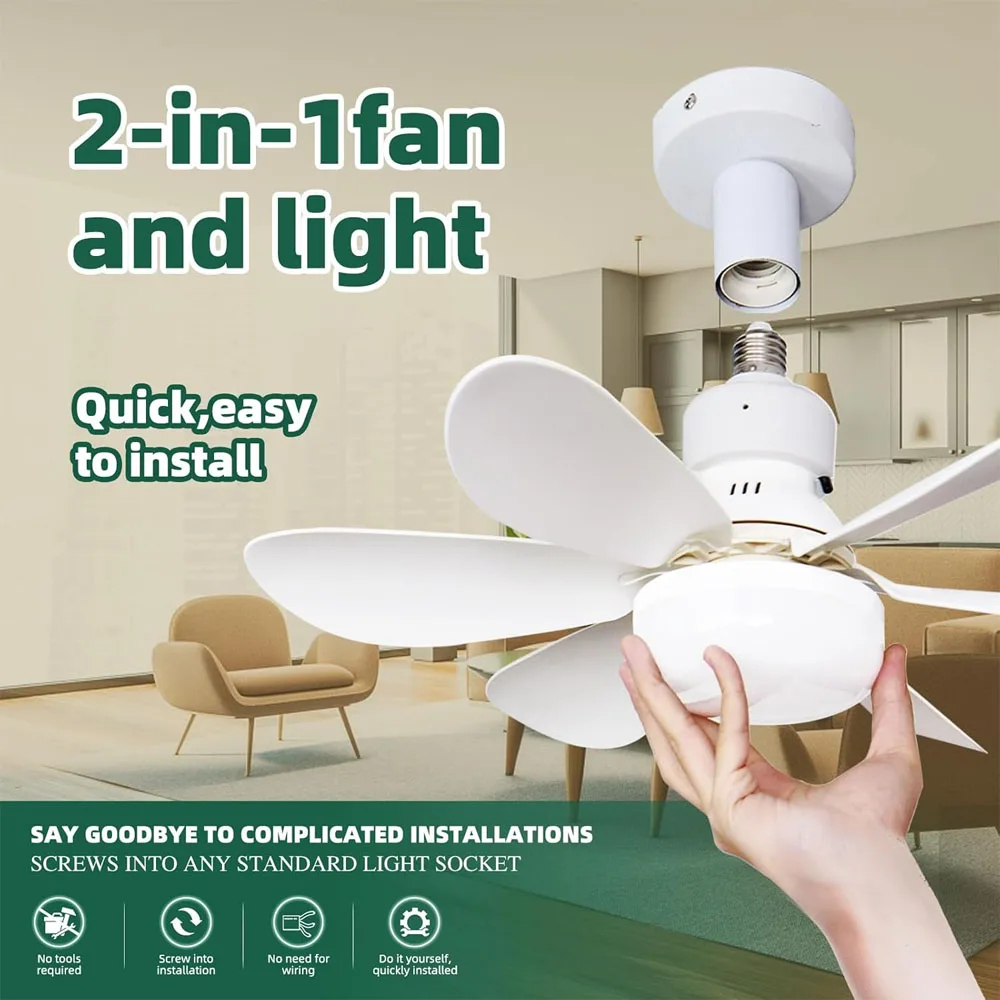 E27 Base LED Ceiling Fan Light With Remote Control 3 Color Lights Dimmable Lamp For Living Room Home Decor