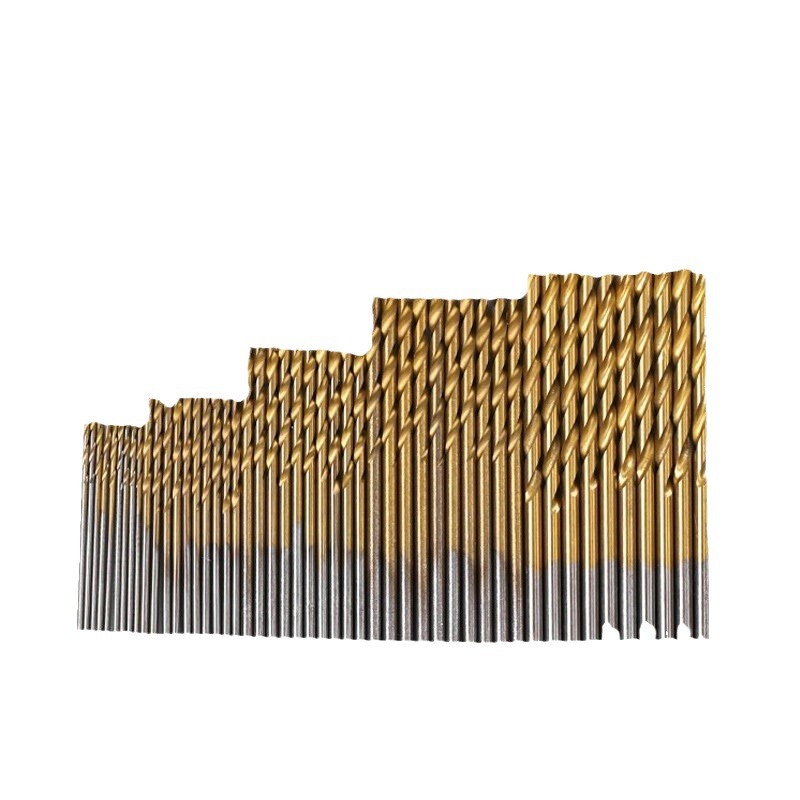 50PC Twist Drill Sets 1-3mm Drill Bit H2high Speed Steel Titanium Plating Twist Drill Woodworking Opening Tool Suit