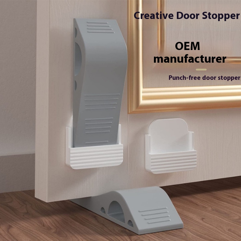 Household Safety Card Windproof Anti-collision Rubber Door Stopper Punch-free Gray Arch