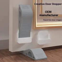 Household Safety Card Windproof Anti-collision Rubber Door Stopper Punch-free Gray Arch
