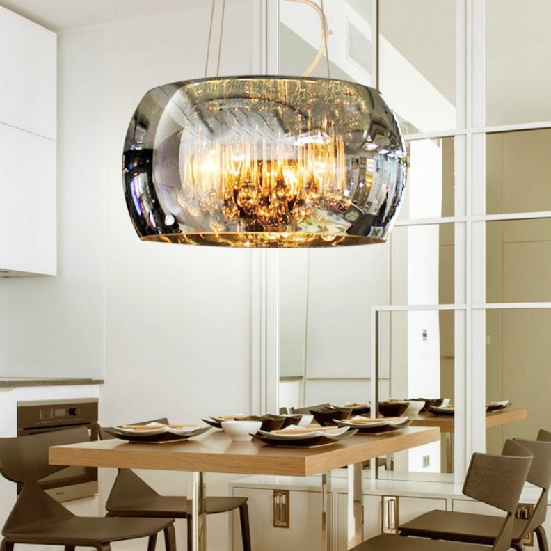Modern Minimalist LED Living Room Dining Room Glass Cover Crystal Chandelier