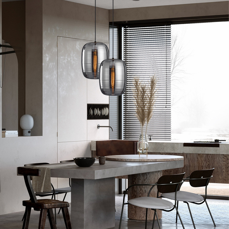 Post-modern Simple Personality Creative Striped Restaurant Bar Glass Chandelier