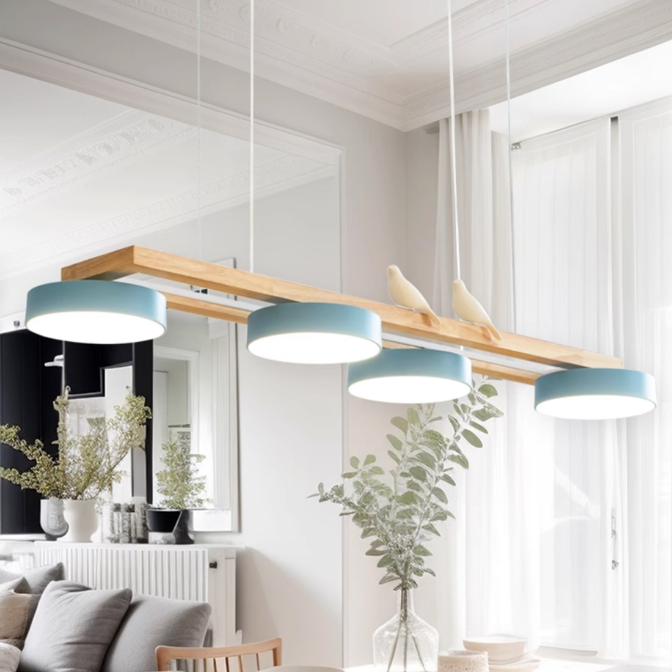 LED Solid Wood Modern Minimalist Restaurant Chandelier