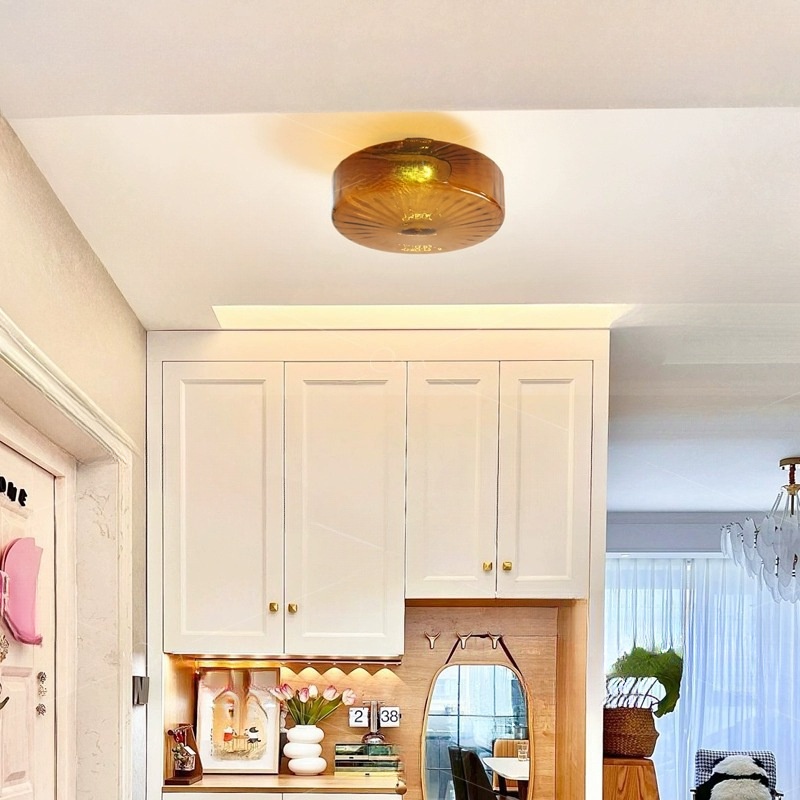 Mid-ancient French Style Water Pattern Round Ceiling Lamp American Style
