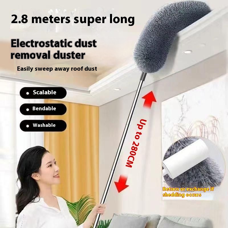 Dust Removal Feather Duster Dust Sweeping Lengthened Electrostatic Retractable Household Ceiling Cleaning