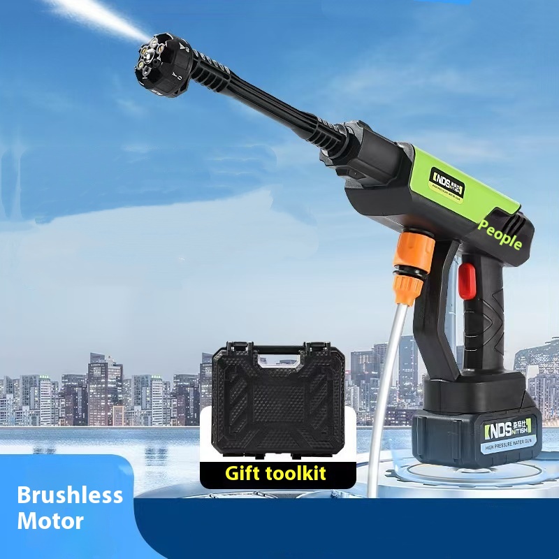 Wireless High-pressure Water Gun Household Cleaning Watering Large Pressure Six-in-one Nozzle