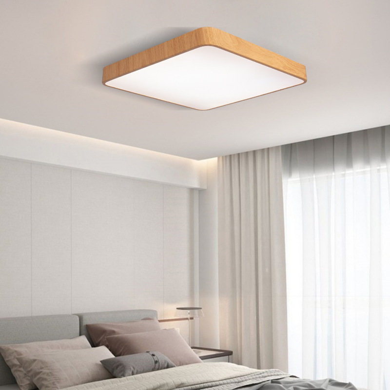 Nordic LED Wood Grain Color Simple Modern Iron Art Bedroom Light