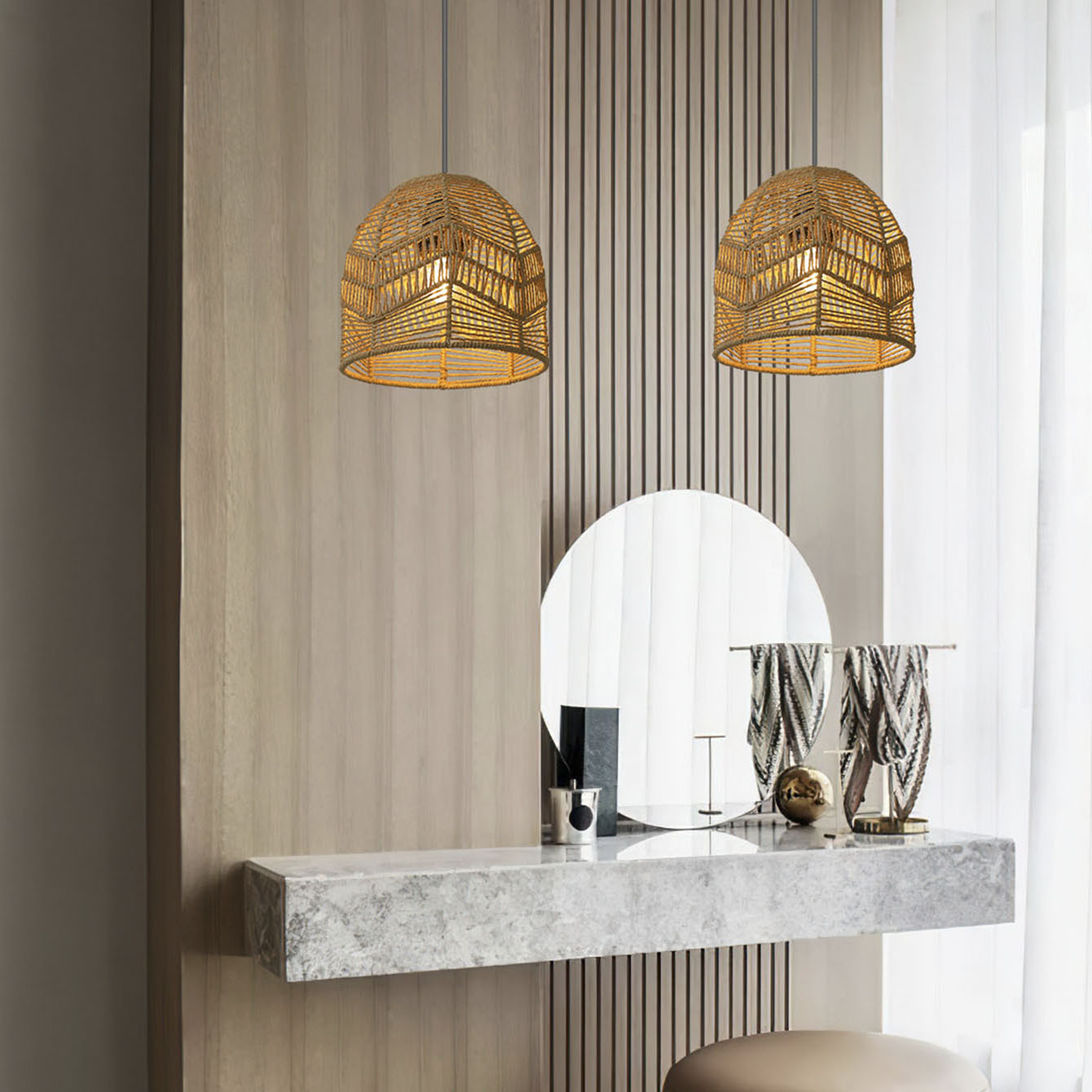 Paper String Lampshade Hand-woven Creative Chandelier