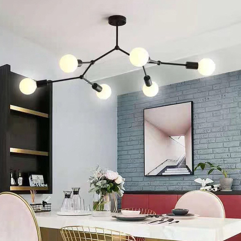 Iron Chandelier Simple Bedroom Living Room Ceiling Lamp