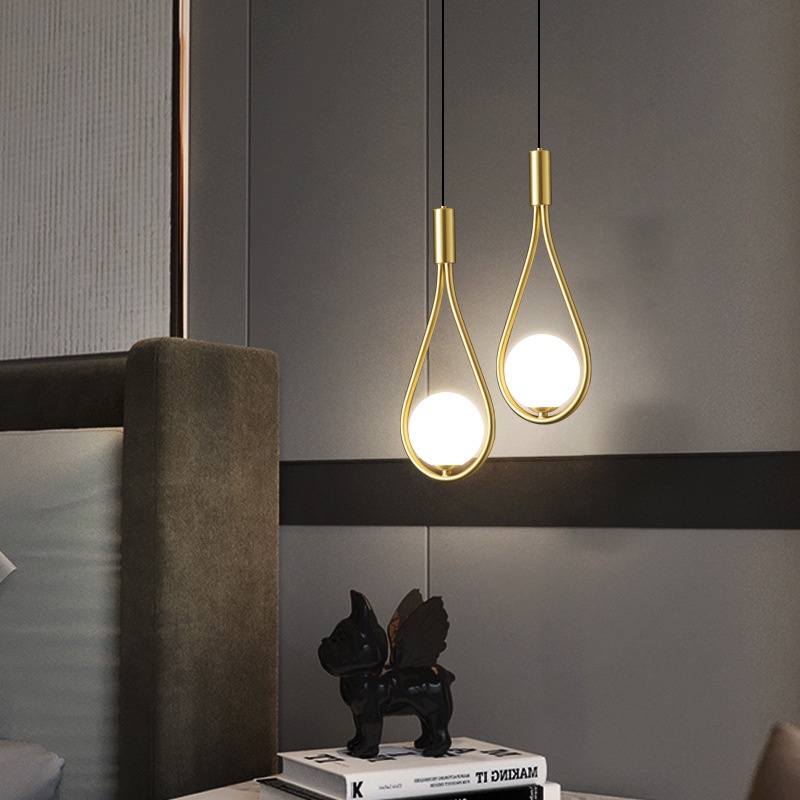 Copper Modern Minimalist Bedroom Bedside Chandelier