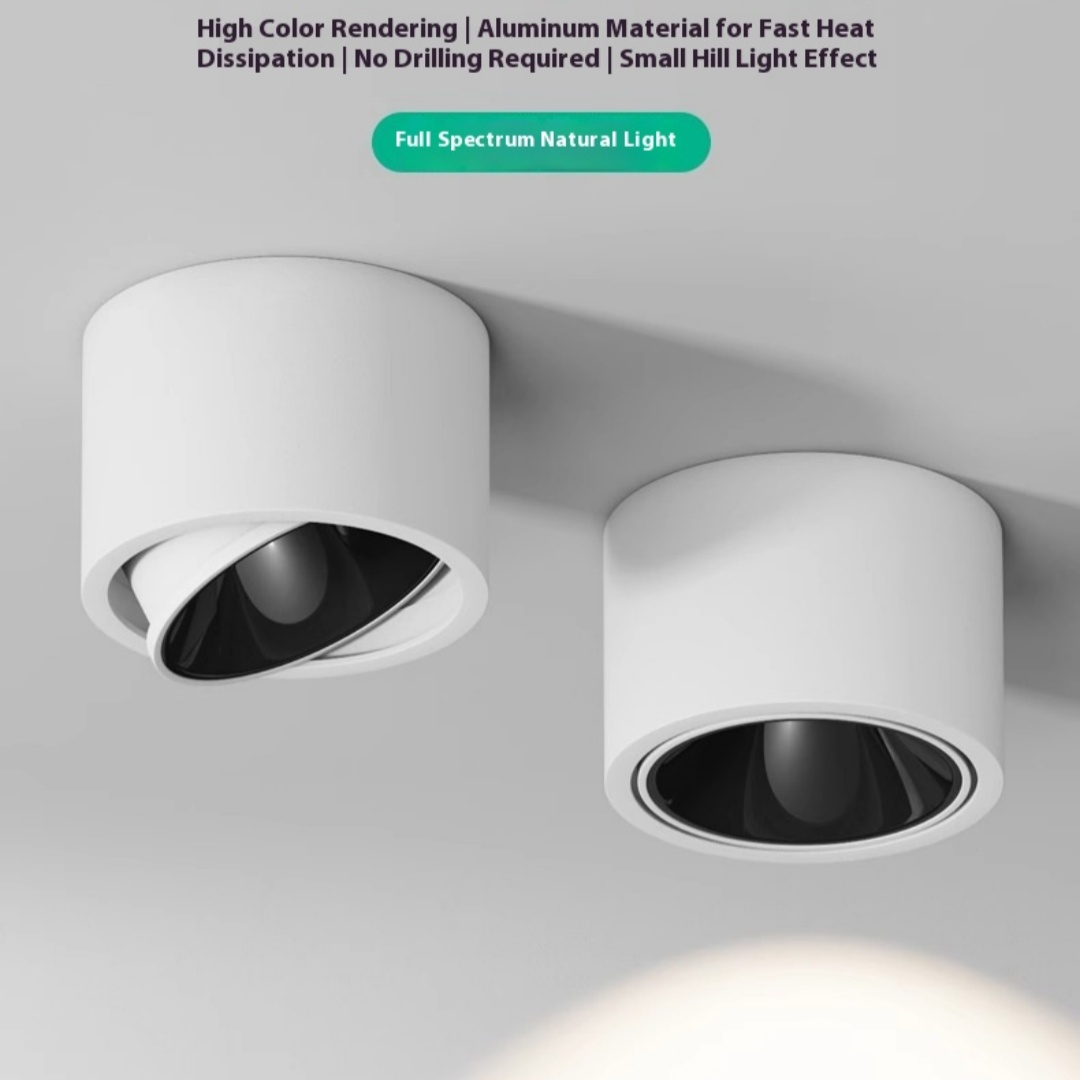 Ultra-thin Surface Mounted Spotlight Adjustable Angle Ceiling Light