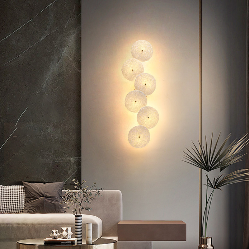 New Chinese Style Lotus Leaf Living Room Background Wall Lamp
