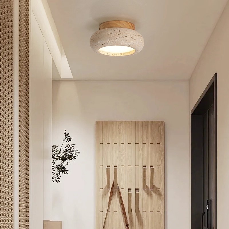 Mid-ancient Silent Style Yellow Cave Stone Small Ceiling Lamp