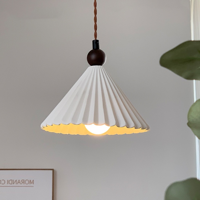 Retro Walnut Ceramic Bedroom Bedside Small Droplight