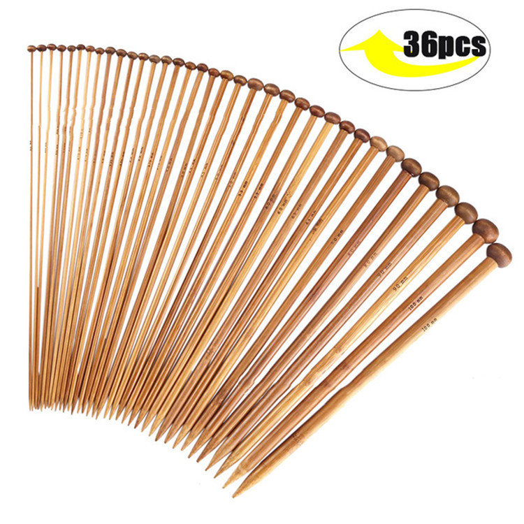 Carbonized Bleached Knitting Round Beads Needles 36 Wooden Sweater Needle