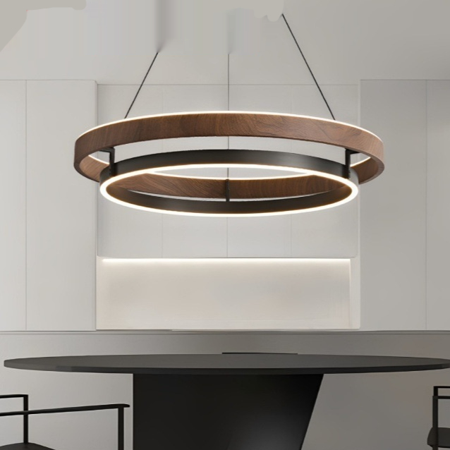 Italian Modern Minimalist Wood Grain Living Room Chandelier
