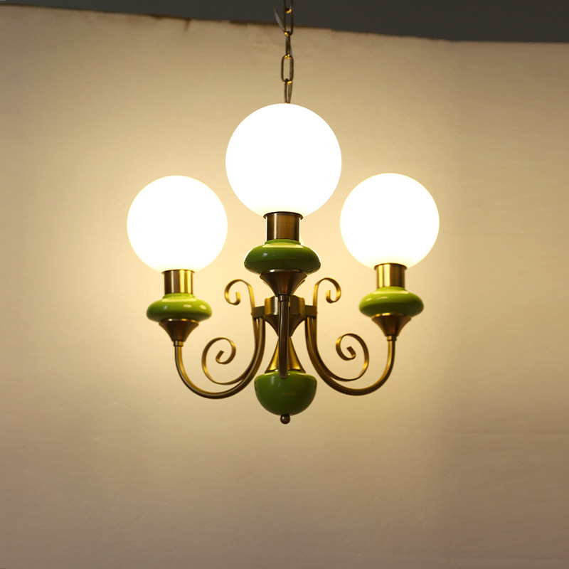 Fruit Green Chandelier Retro Bedroom Living Room Entrance Lamp