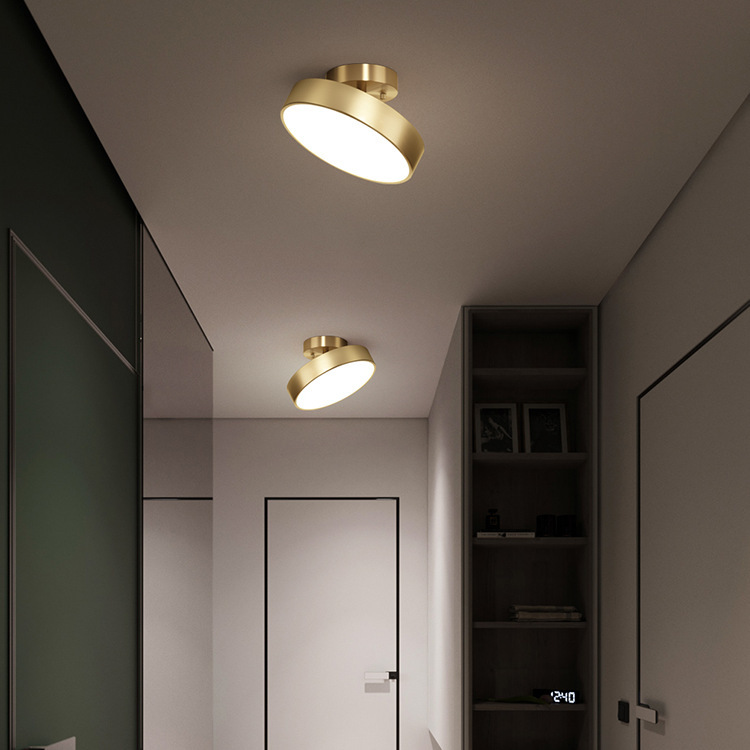 Creative Round Cloakroom Pure Copper Ceiling Lamp
