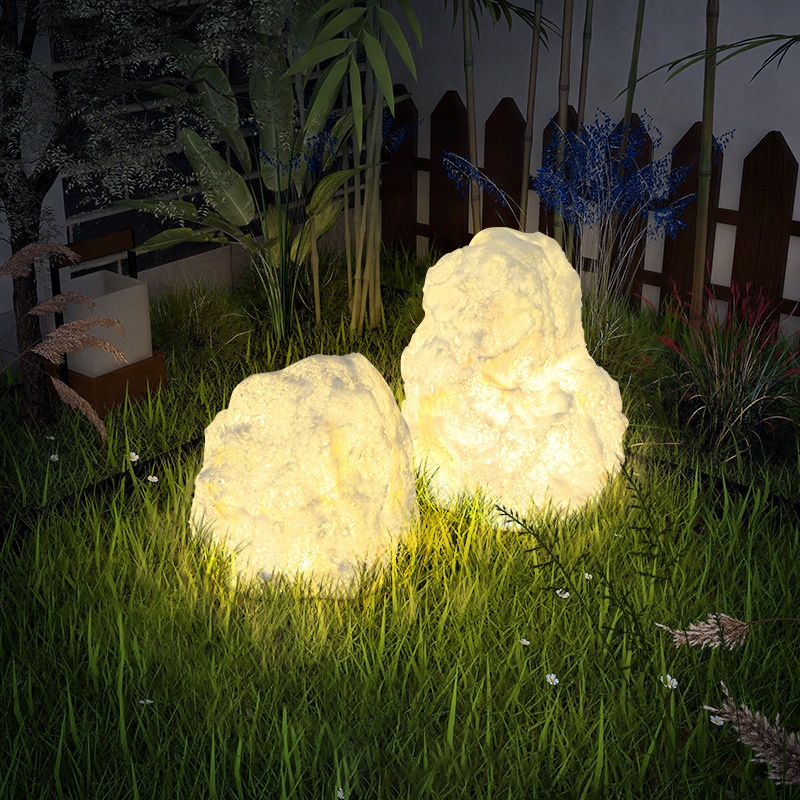 Outdoor Waterproof Courtyard Garden Villa Stone Resin Waterproof Floor Lamp