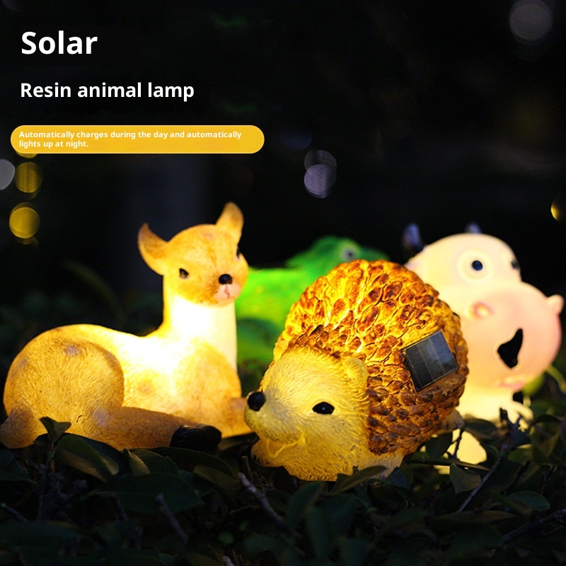 Resin Solar Lamp Creative Animal-shaped Courtyard Decorative Light