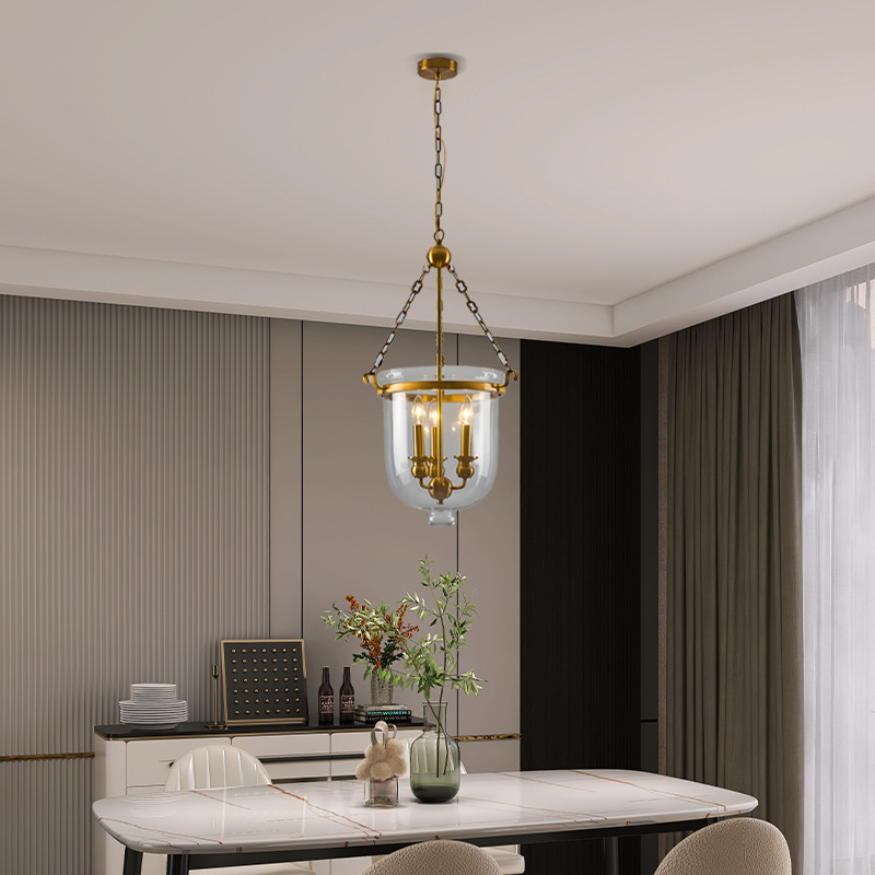 Retro Candle Aisle Restaurant Personality Multi-head Glass Barrel Pendant Light