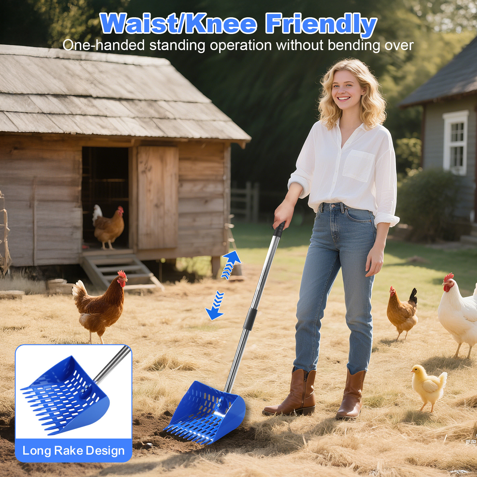 2-in-1 Chicken Manure Shovel And Rake Durable Sand Sieve