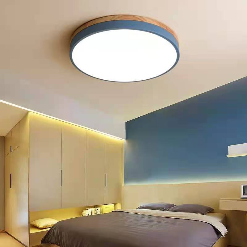Nordic Simple Macaron Base Wood Round Ceiling Light