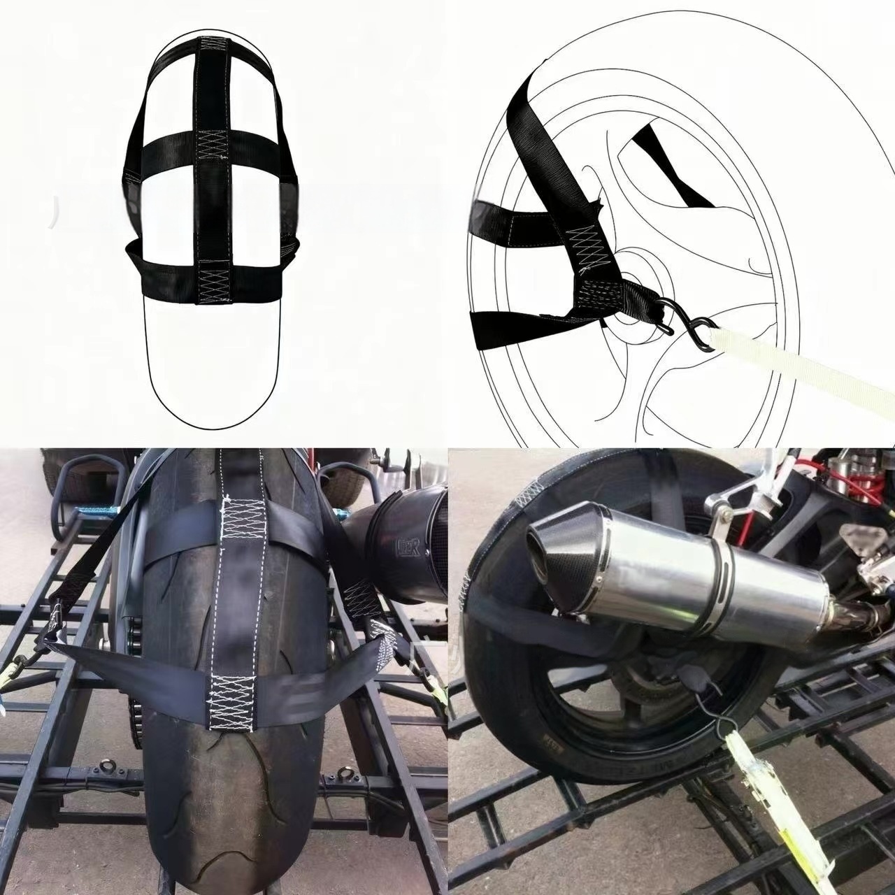 Motorcycle Tire Strap Holder Rescue Accessory