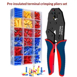 Product image of 9-inch Dual-color High-carbon Steel Crimping Pliers 30J 370-piece Pre-insulated Terminal Set