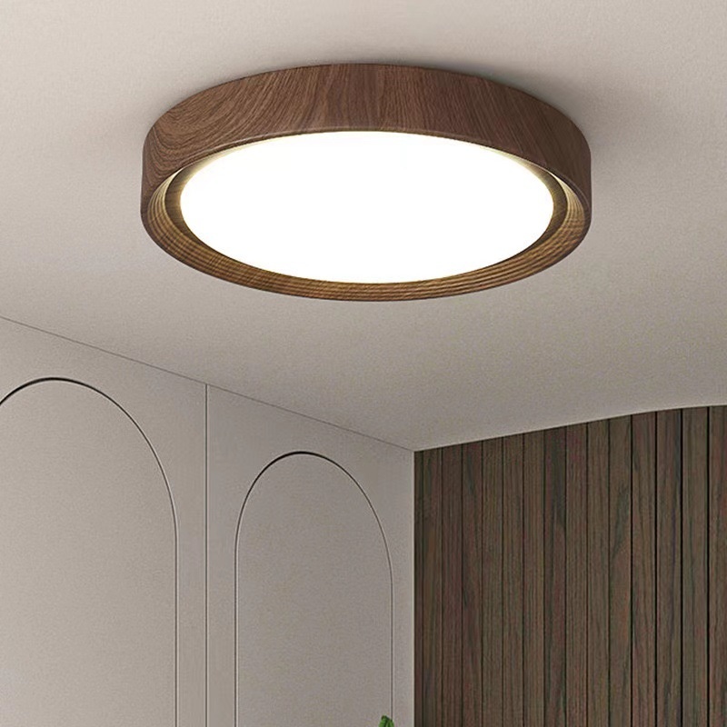 Walnut Colored Japanese Style Log Tone Ceiling Light For Hallway Or Room