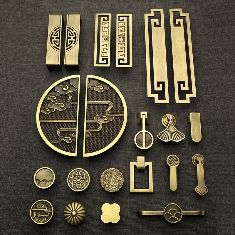 Chinese-style Antique-look Brass Drawer And Cabinet Door Handles