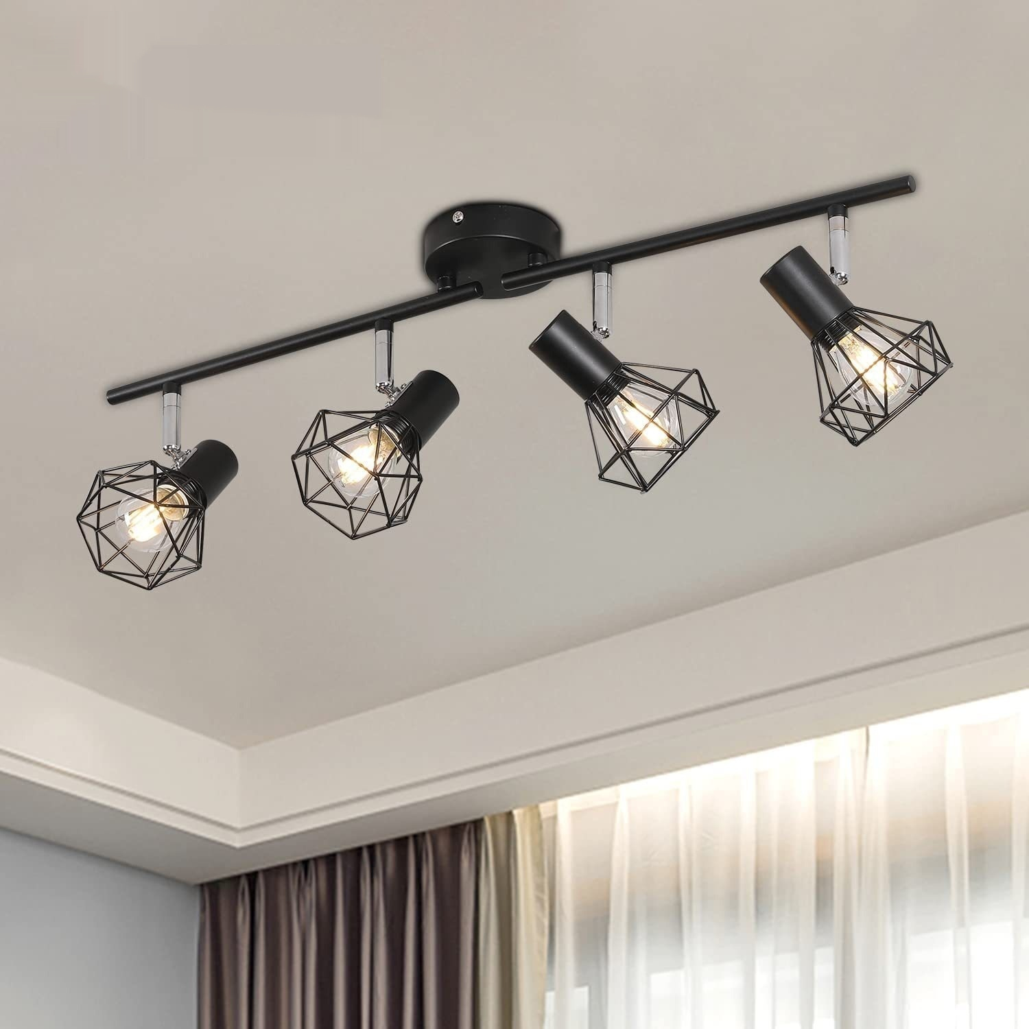 Restaurant Bar Vintage Wrought-iron Four-head Hollowed-out Spotlights