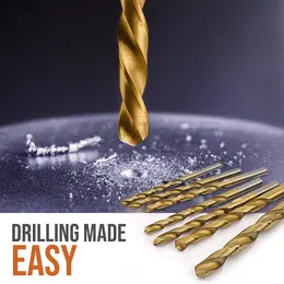 HSS Titanium-Coated Twist Drill Bit Set Straight-Shank Stainless Steel Drills For Electric Drills
