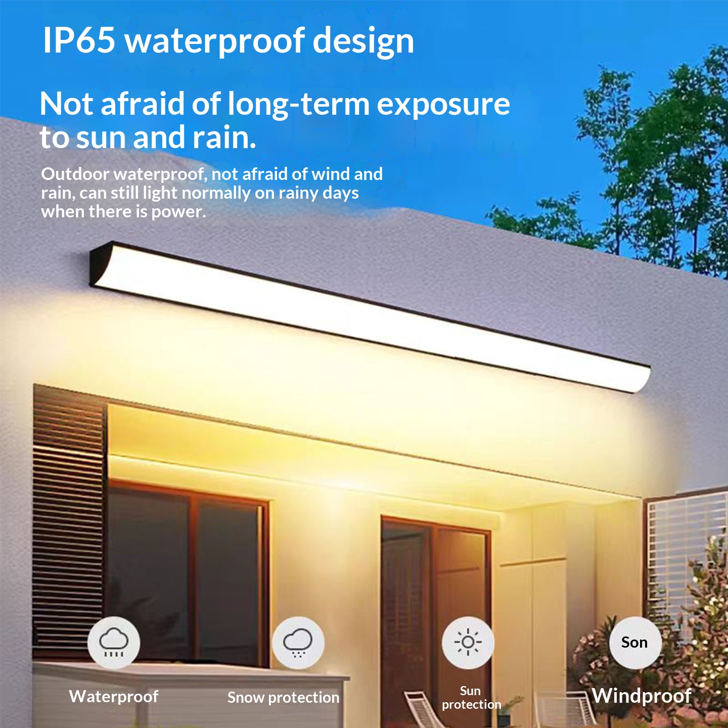 Outdoor Long Wall Light Waterproof For Villas Courtyards And Balconies