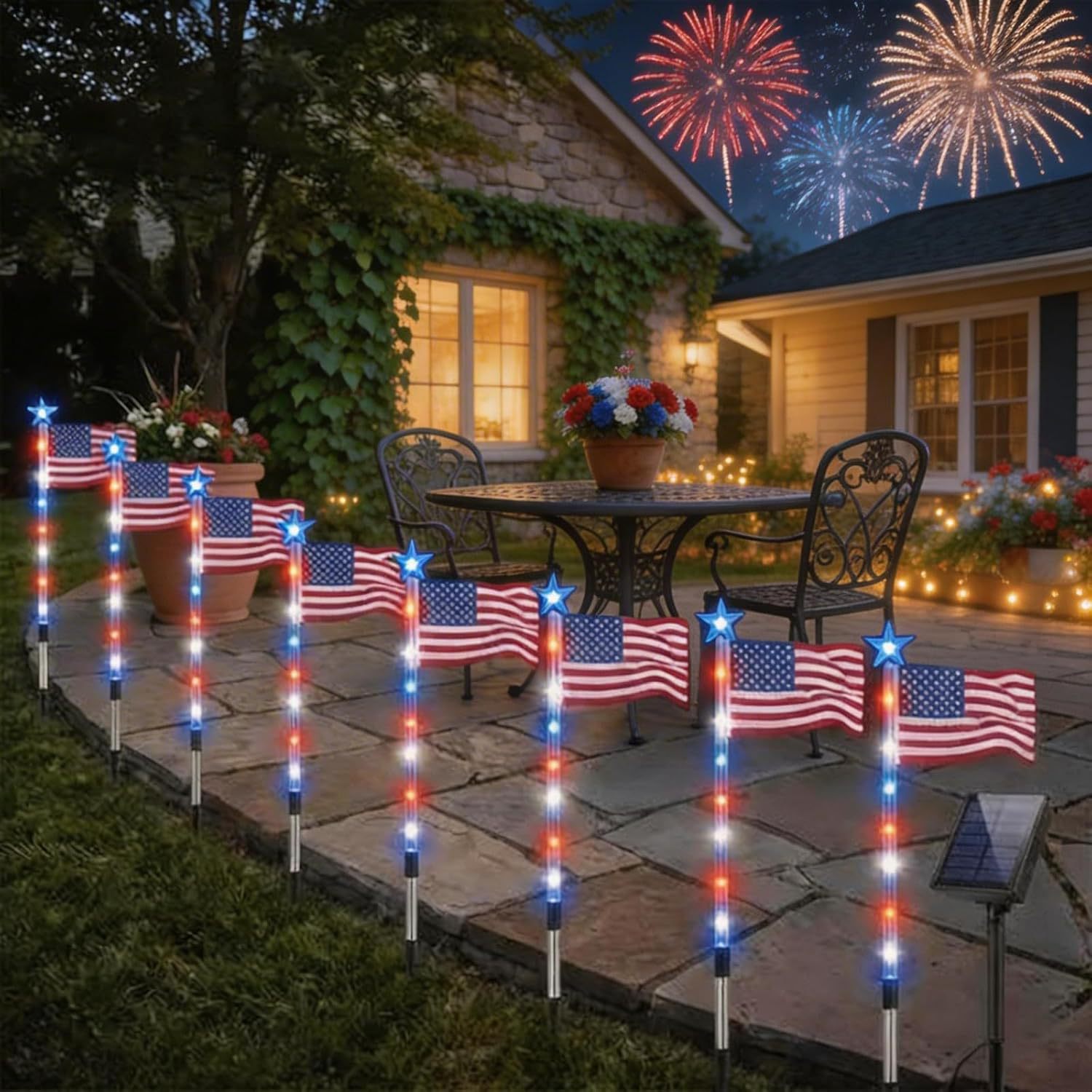 LED Solar-Powered National Flag For Outdoor Courtyards And Villas