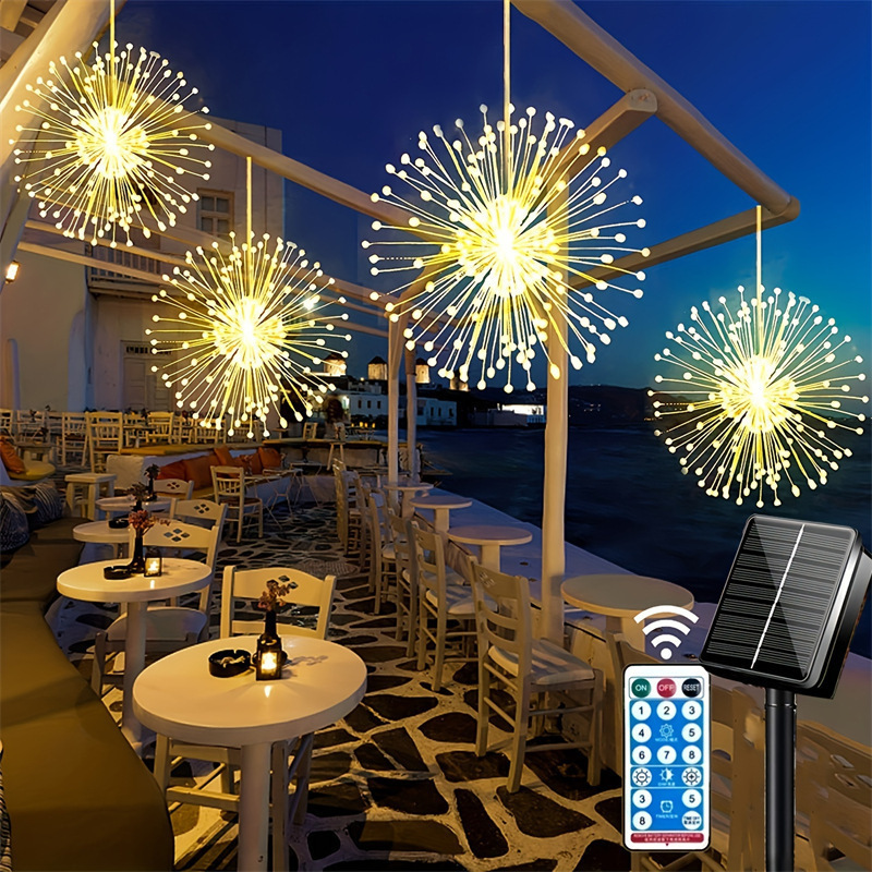 LED Solar-Powered Hanging Firework Light For Camping Canopy