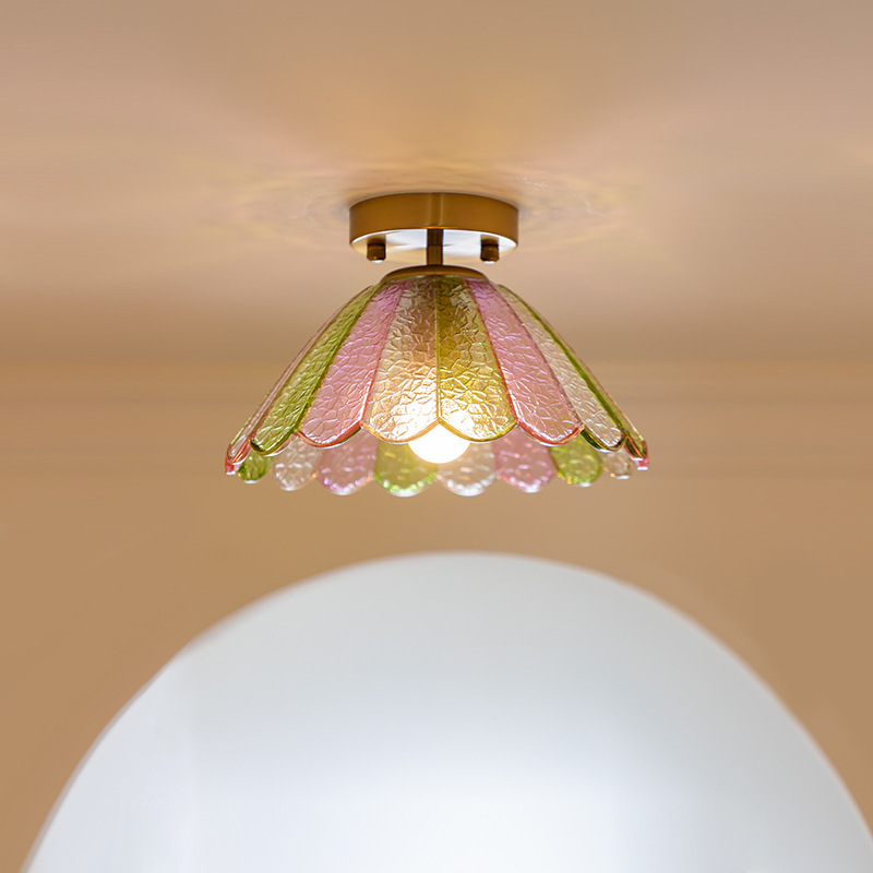 Colored Crackle Glass Ceiling Light For Corridors And Hallways