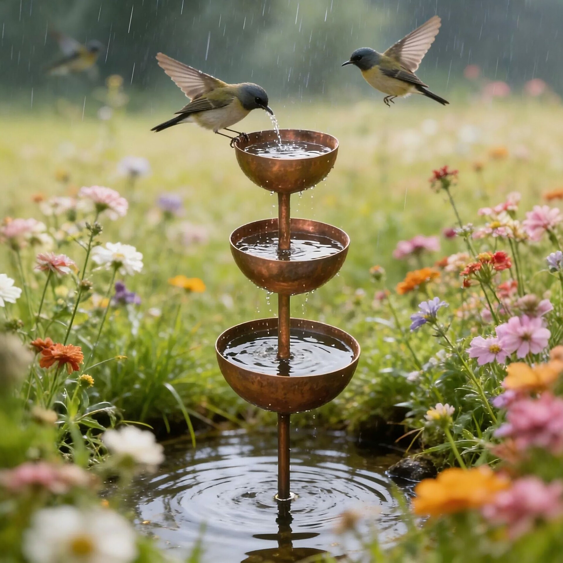Rainwater Collector Plant Stand Garden Decoration
