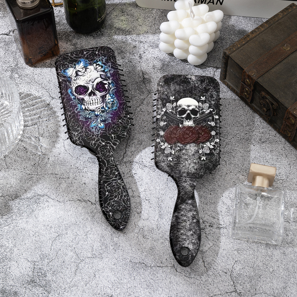 Rose-patterned Skull Massage Air-cushion Hair Comb For The Scalp