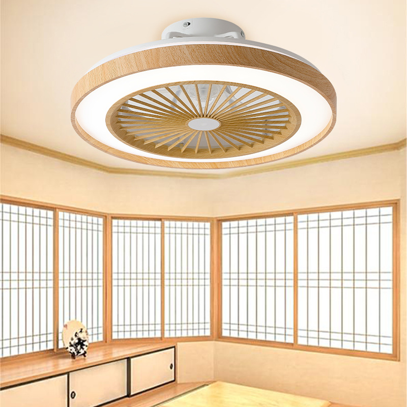 Wood-grain Ribbon Electric Fan Ceiling Fan-light For Living Room And Dining Room
