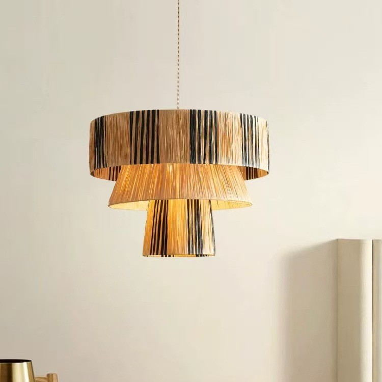 Retro Living Room And Creative Bedroom Woven Pendant Lamp