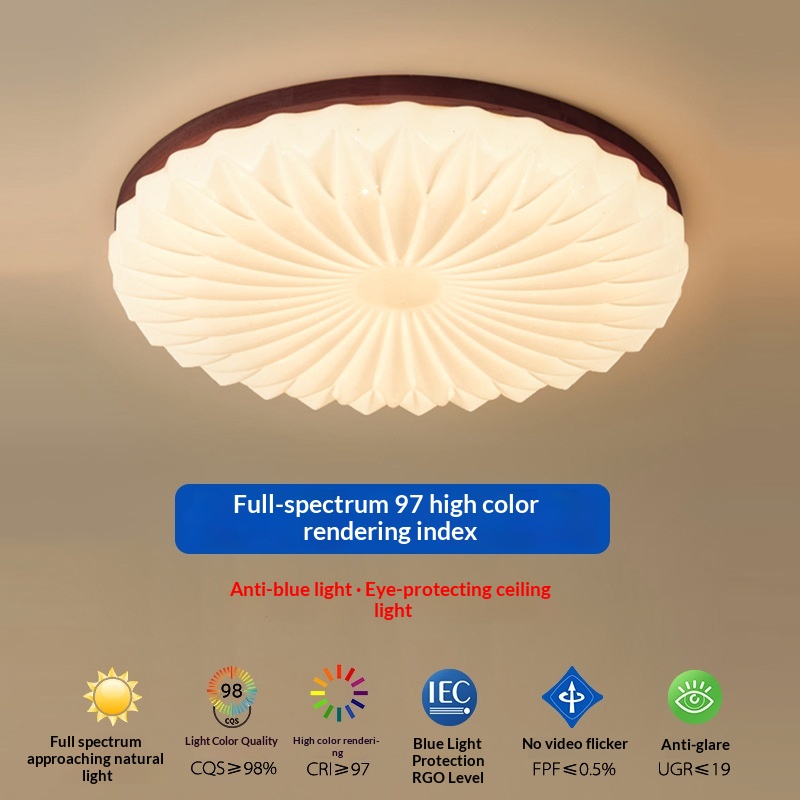 Chinese Style High CRI Eye Friendly Ceiling Light For Bedrooms And Balconies Wooden Ceiling Light