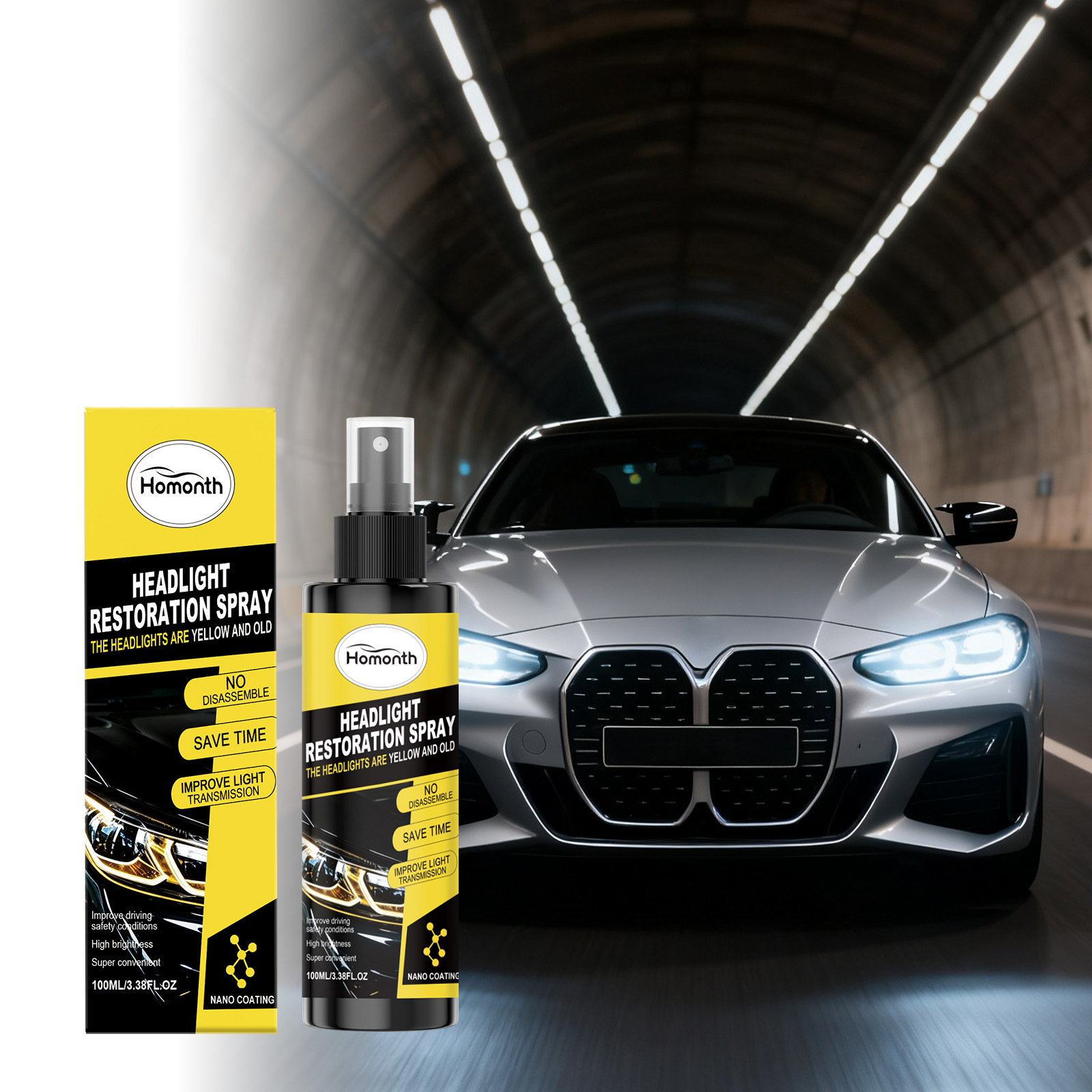 Car Headlight Yellowing Removal And Maintenance Spray
